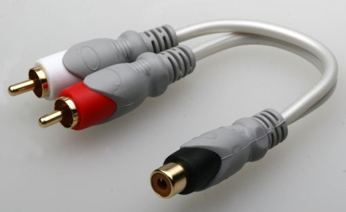 Y-Cable with 1xRCA Jack to 2xRCA Plug, OD: 4.0*8.0mm