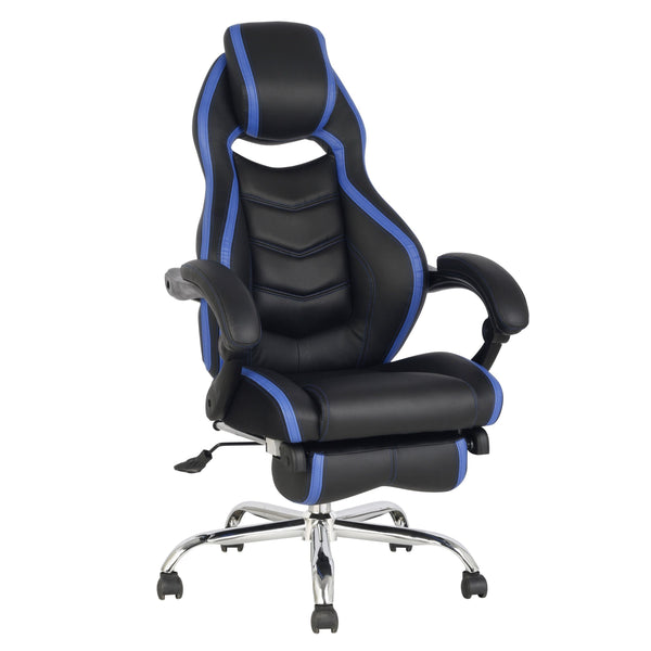 TygerClaw Executive High Back PU Leather Office Chair (Blue)